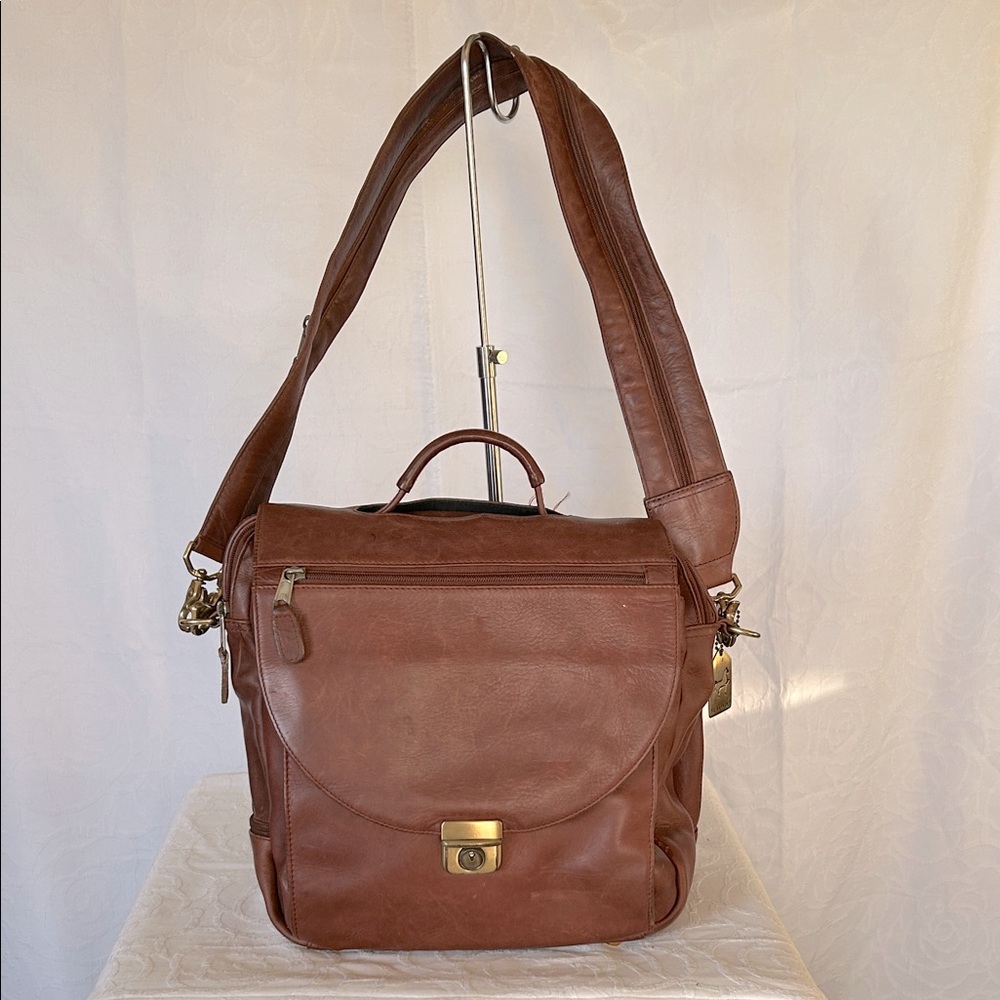 M. LONDON Leather Craft Originals Vintage Brown Leather Men's Carry On Bag.